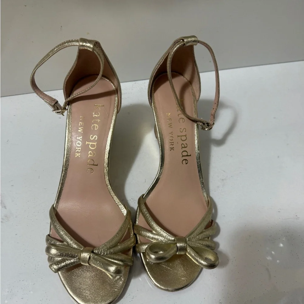 kate spade Women's Gold Bow Ankle-Strap Sandals